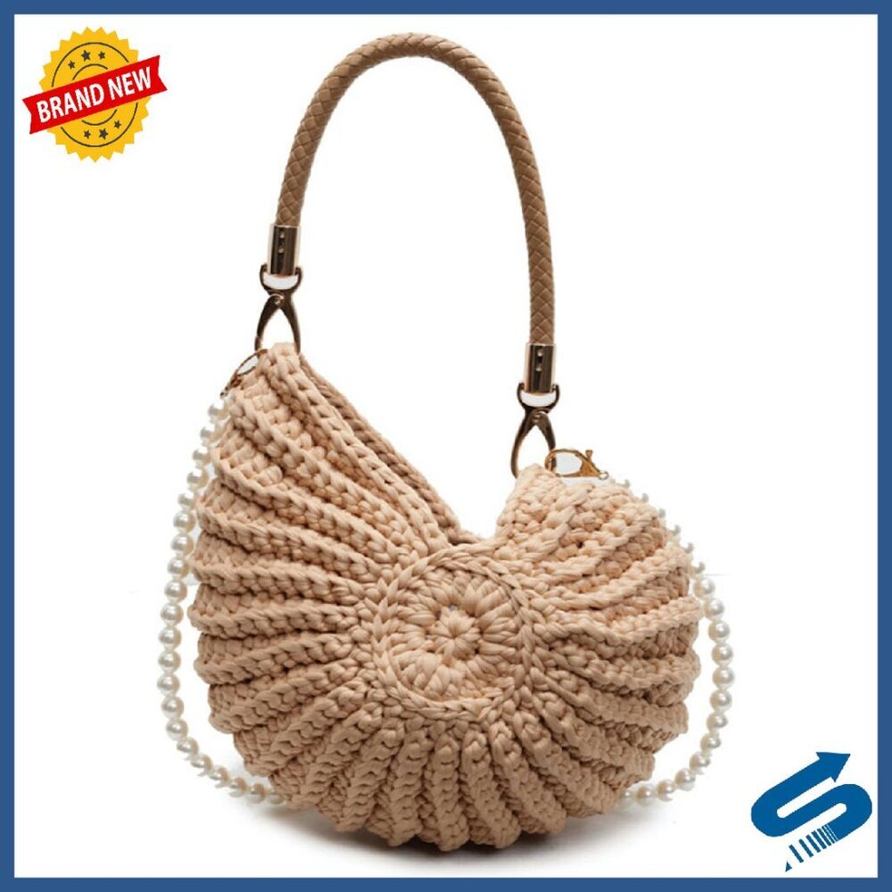 Handmade Crochet Seashell Tote Bag Crossbody Shoulder Bag Boho Purse